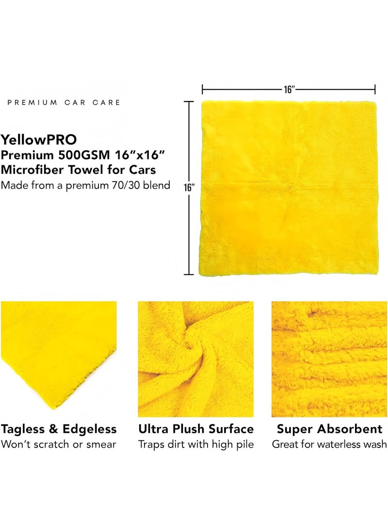 Yellow microfiber car towel - super absorbent - car drying, polishing, polishing cloth and interior detail towel - Image 2